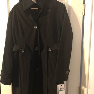 NWT London Fog black hooded full length trench